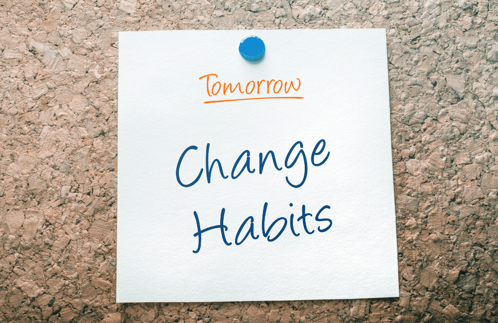 Habit tracker showing steps to change habits.